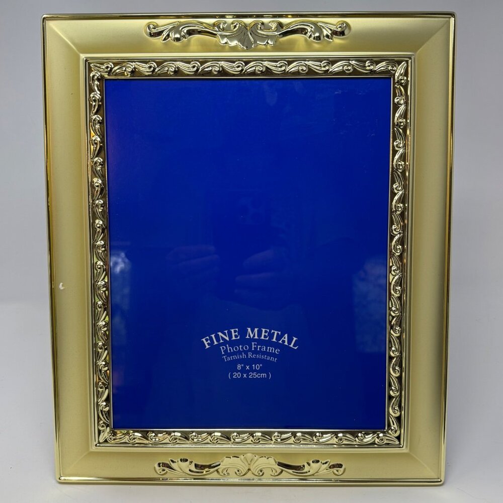 Vintage Brass Gold Photo Picture Frame Ornate 80s 90s Scrolls 8x10 As New Unused
